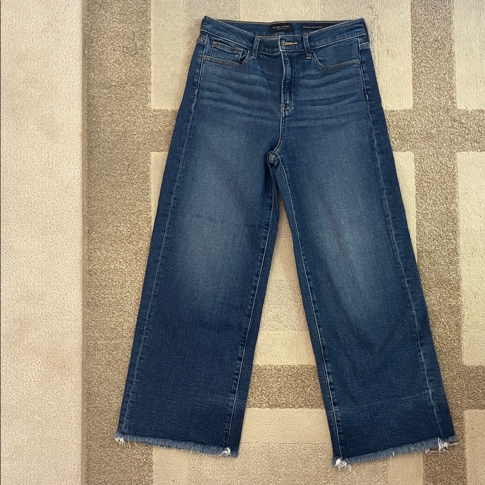 Banana Republic Dark Blue Premium Denim Wide-Leg, High Waisted Cropped Jeans